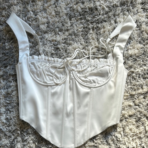 Danielle Guizio Tops - Ruched Cup White Bustier Top Corset